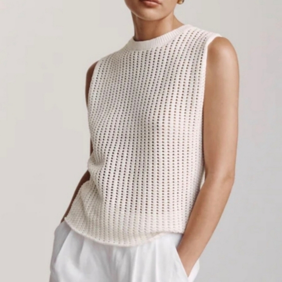 Dissh Denny Crochet Off White Open Knit Top - Picture 2 of 5